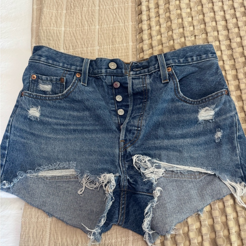 Levi's 501 Distressed Blue Jean Shorts